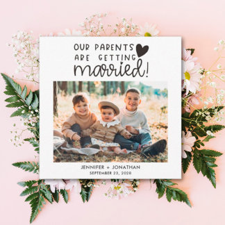 Faire-part Parents mariés enfants photo enregistrer la date