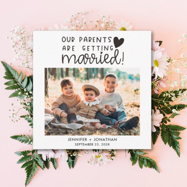 Faire-part Parents mariés enfants photo enregistrer la date (Créateur téléchargé)