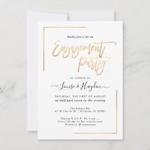 Faire-part Partie d'engagement, Modern Faux Gold