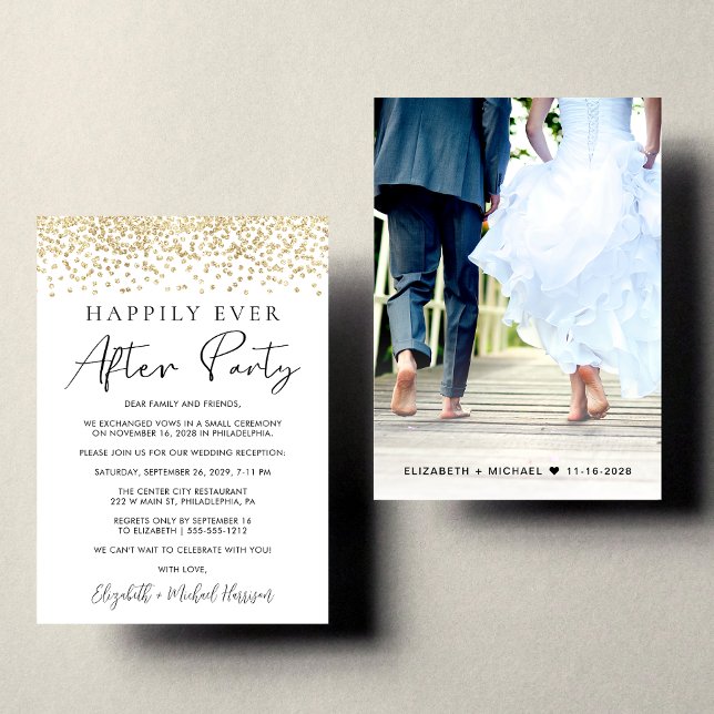 Faire-part Parties scintillant d'or de la réception de mariag (Créateur téléchargé)