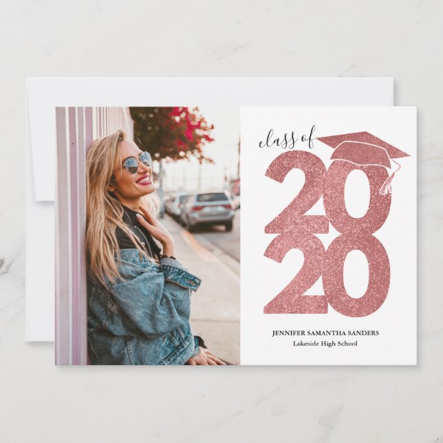 Faire-part Parties scintillant rose simple fille Casquette de (Devant)