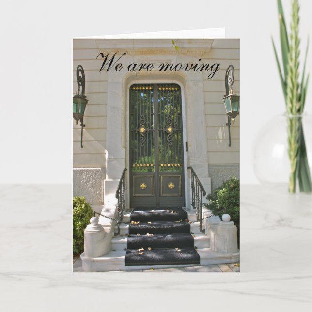 Faire-part Pas d'entrée vers une porte double Nous déménageon (Devant)