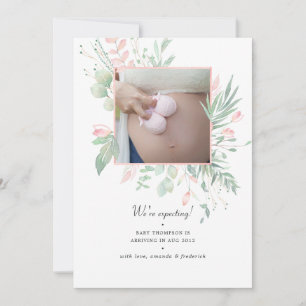 Faire-part Pastel Blush rose et verdure Grossesse photo