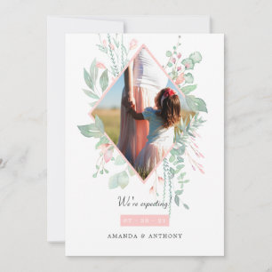 Faire-part Pastel Blush rose et verdure Grossesse photo