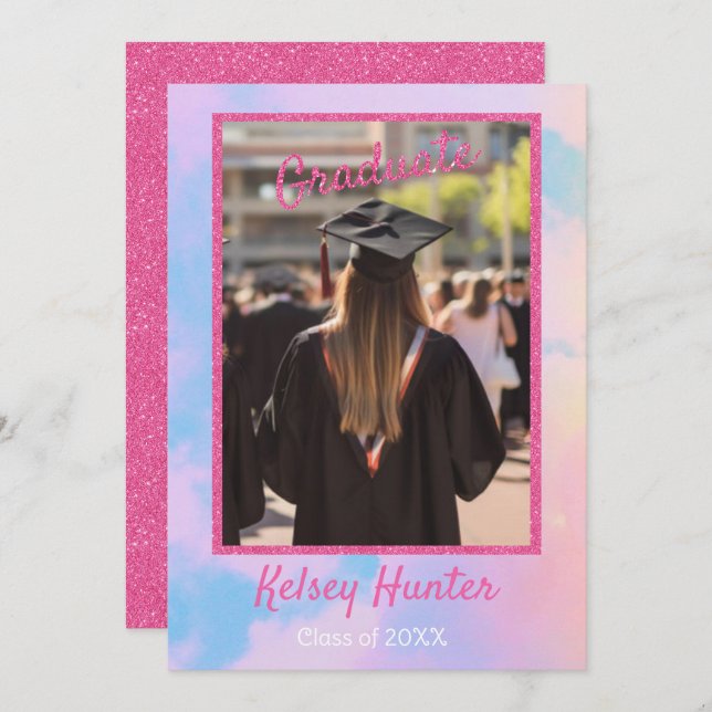 Faire-part Pastel Clouds Graduation Era Lover Parties scintil (Devant / Derrière)