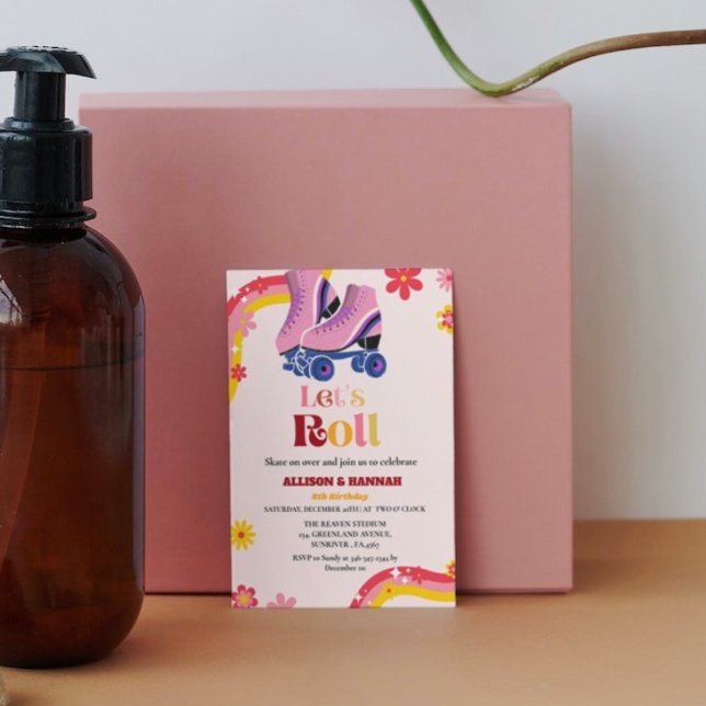 Faire-part Patinage sur glace Retro Jumeau super Anniversaire (Créateur téléchargé)