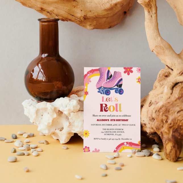 Faire-part Patinage sur glace Retro super Anniversaire Let's  (Créateur téléchargé)