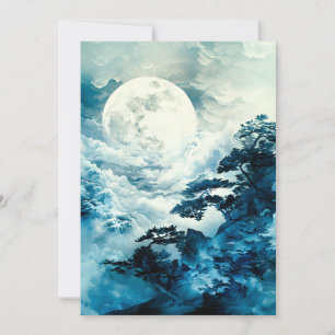 Faire-part Paysage mystique de montagne au clair de lune