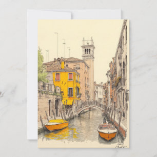 Faire-part Peinture en aquarelle de l'architecture de Venise