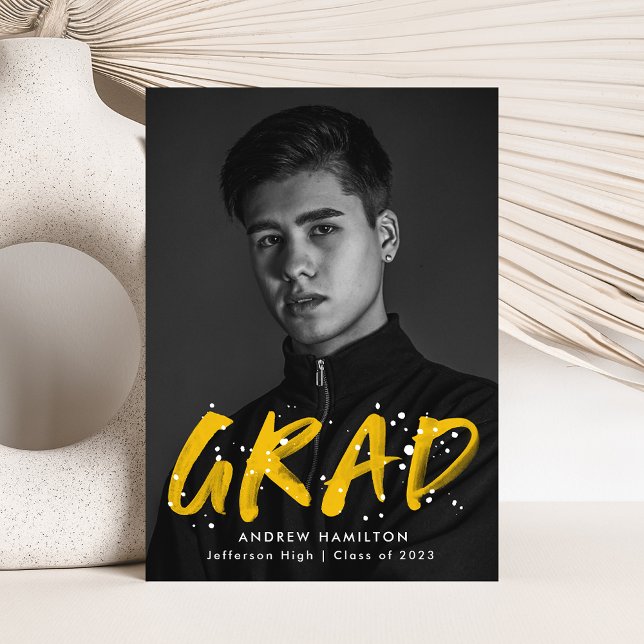 Faire-part Peinture Jaune moderne Graduation photo (Créateur téléchargé)