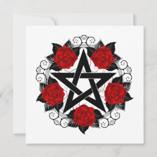 Faire-part Pentagramme aux roses rouges