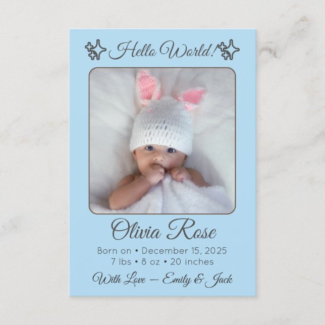 Faire-part Personalized Baby Photo Name & Parents for Newborn (Devant)