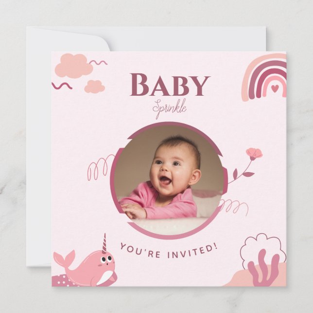 Faire-part personnalisable Baby Sprinkle à motif f (Devant)