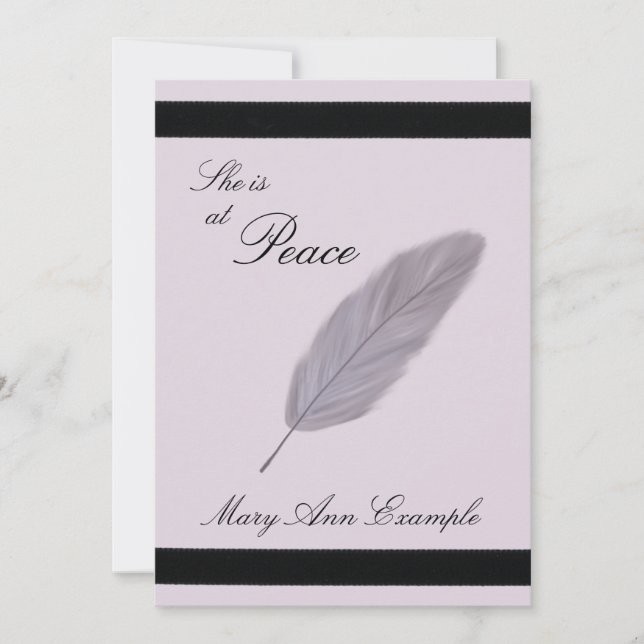 Faire-part personnalisable de la mort (plume) (Devant)