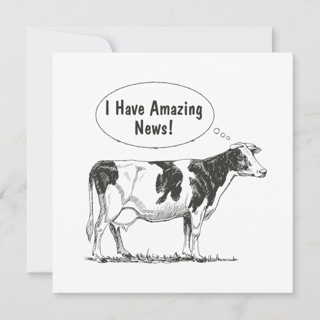 Faire-part Personnaliser la pensée de la vache Holstein (Devant)