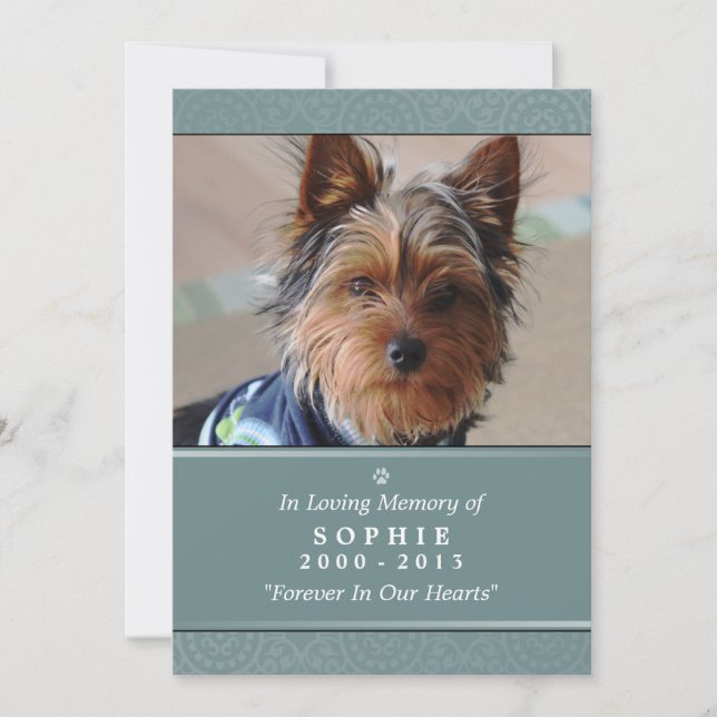 Faire-part Pet Memorial Card 5x7 Turquoise poème de jardin de (Devant)