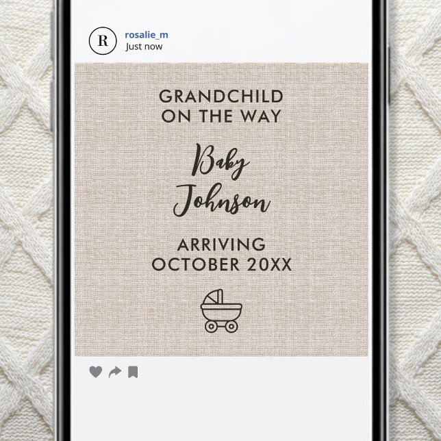 Faire-part Petit-fils numérique en route Linge Luxe Bébé (Créateur téléchargé)
