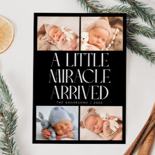 Faire-part Petit Miracle Audacieux Xmas Photo Naissance Noir