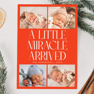 Faire-part Petit Miracle Audacieux Xmas Rouge Photo Naissance