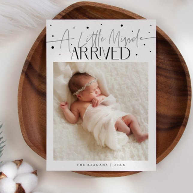 Faire-part Petit miracle de Noël Photo de naissance blanche  (Créateur téléchargé)