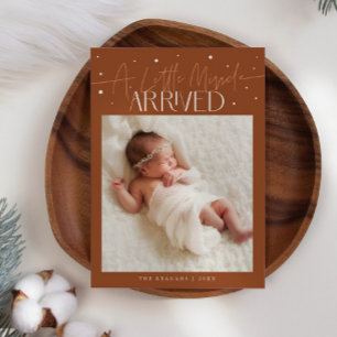 Faire-part Petit Miracle Noël Terracotta Photo Naissance