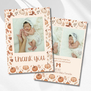 Faire-part Petites feuilles de citrouille remercie bébé photo