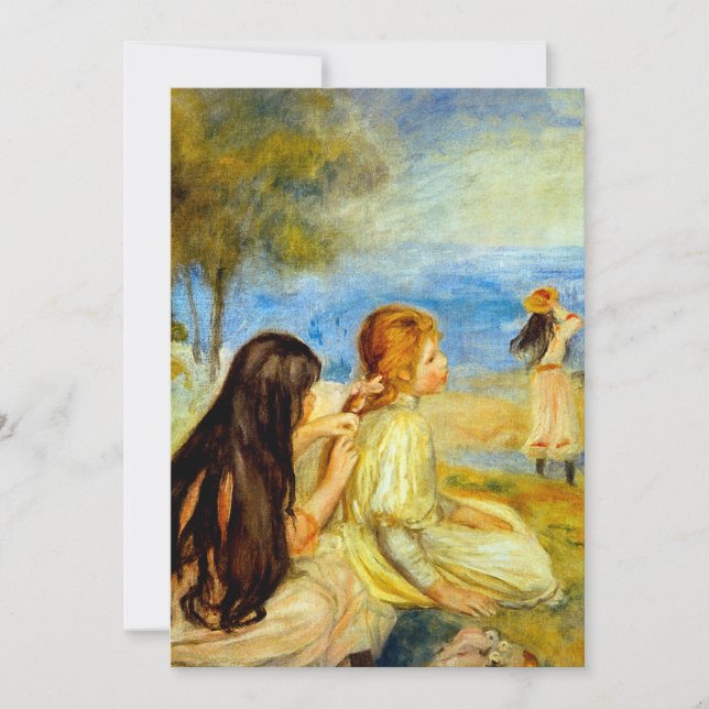 Faire-part Petites filles bord de mer belle peinture Renoir (Devant)