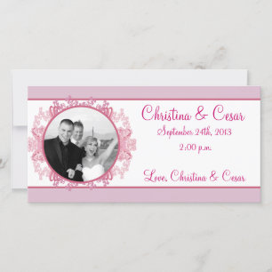 faire-part photo 4x8 Fiançailles rose/violet