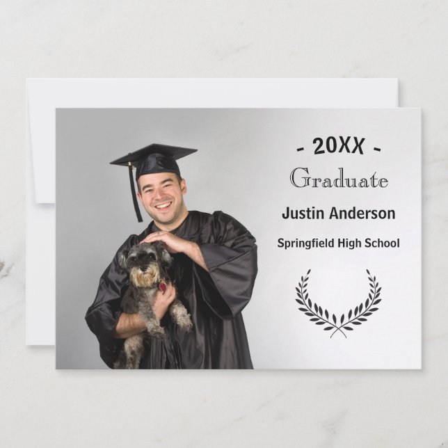 Faire-part Photo avec Branches - Annonce de Remise de Diplôme (Devant)