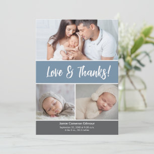 Faire-part photo bébé Dusty Blue Merci