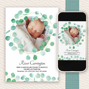 Faire-part Photo bébé Eucalyptus Verdure Unisex Naissance