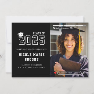 Faire-part Photo Black Graduation sur les médias sociaux