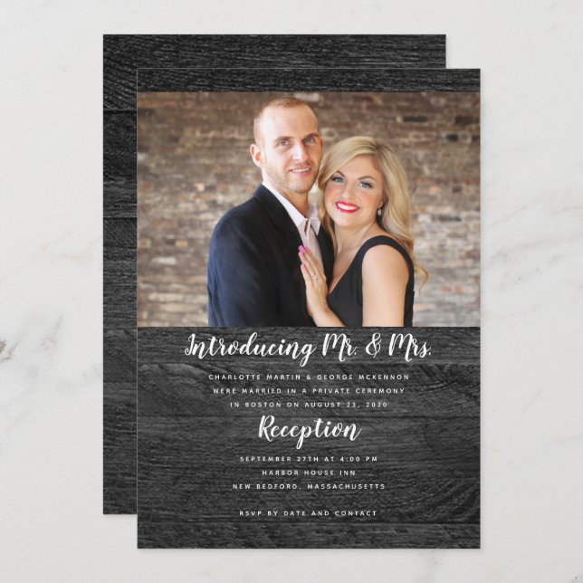 Faire-part photo Black Wood Newlywees (Devant / Derrière)