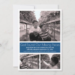 Faire-part Photo Blue Modern Minimal Child Adoption 3 Photo