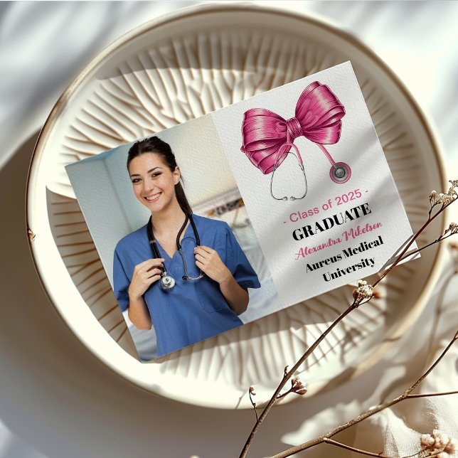 Faire-part Photo Bow Stethoscope Nurse School Graduate (Créateur téléchargé)