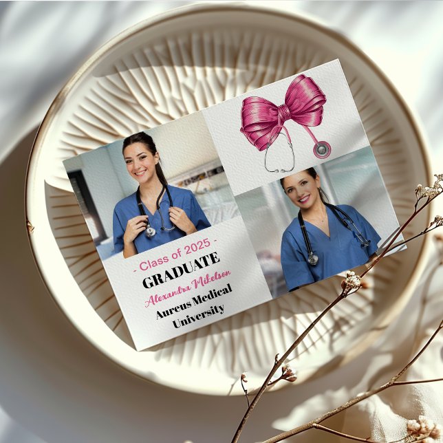 Faire-part Photo Bow Stethoscope Nurse School Graduate (Créateur téléchargé)