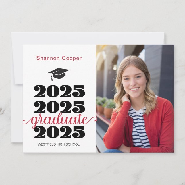 faire-part photo Christian Red Graduation 2025 (Devant)