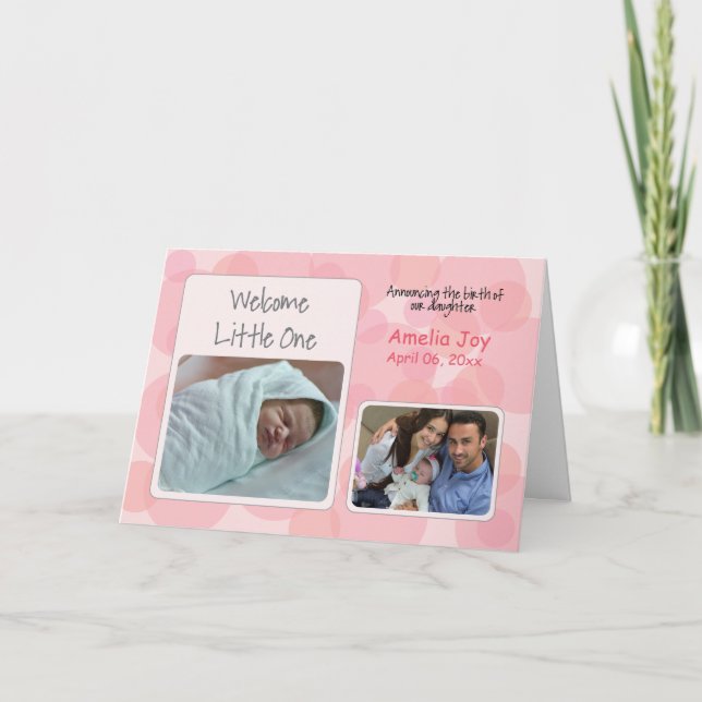 Faire-part Photo customisée et nom Baby Girl Birth Annonce (Devant)