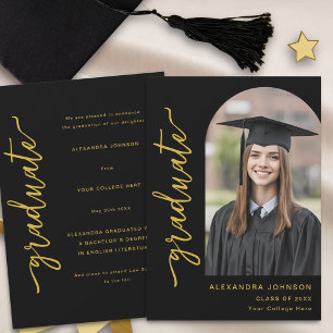 Faire-part Photo d'architecture moderne noir et or