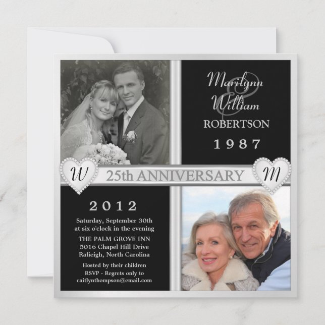 Faire-part photo de 25e anniversaire de mariage av (Devant)