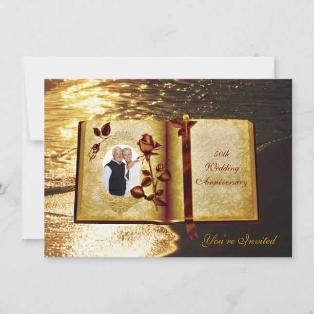 Faire-part photo de 50e anniversaire de mariage Li (Devant)