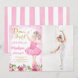 Faire-part photo de ballerine en or 