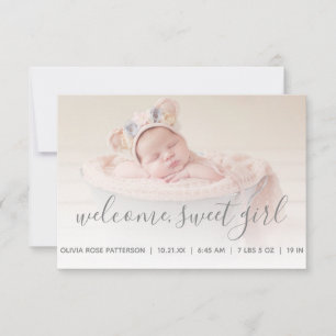 Faire-part Photo de bébé fille gris Quatrefoil naissance