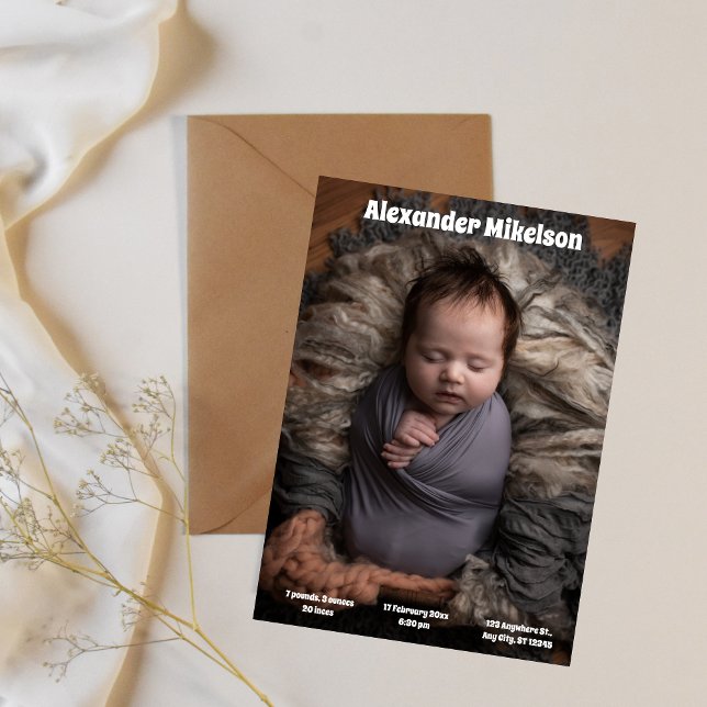 Faire-part Photo de bébé Naissance moderne (Créateur téléchargé)
