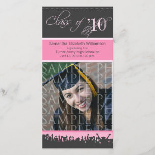 Faire-part photo de casquette et de diplômé (rose)