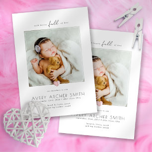 Faire-part Photo de Coeur minimaliste moderne naissance bébé