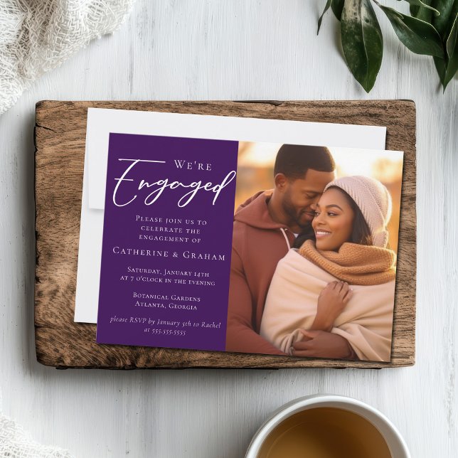 Faire-part Photo de couple en Royal Purple pour une annonce d (Créateur téléchargé)