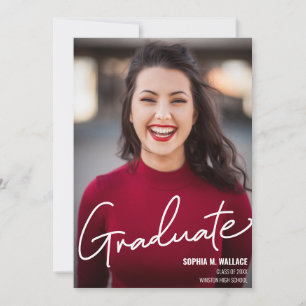 Faire-part Photo de diplômé personnalisée avec écriture moder