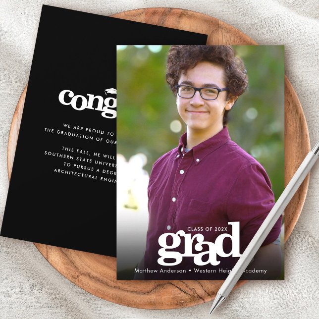 Faire-part Photo de diplôme simple moderne typographie audaci (Créateur téléchargé)