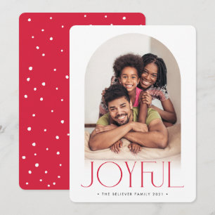 Faire-part PHOTO DE FAMILLE 2026 arche minimaliste JOYEUX rou